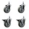 Service Caster 4 Inch Gray Polyurethane 12 Inch Threaded Stem Caster Set 2 Brakes SCC SCC-TS20S414-PPUB-121315-2-PLB-2 - alternate 1
